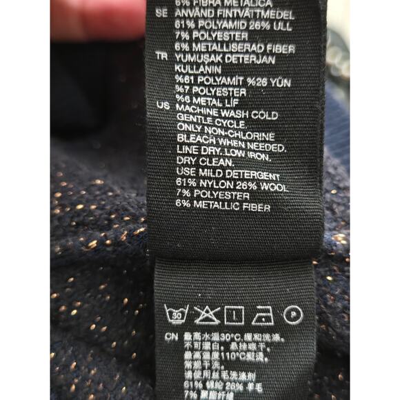 & Other Stories Navy Leopard Print Jacquard Pullover Sweater Women's XS - Picture 6 of 6